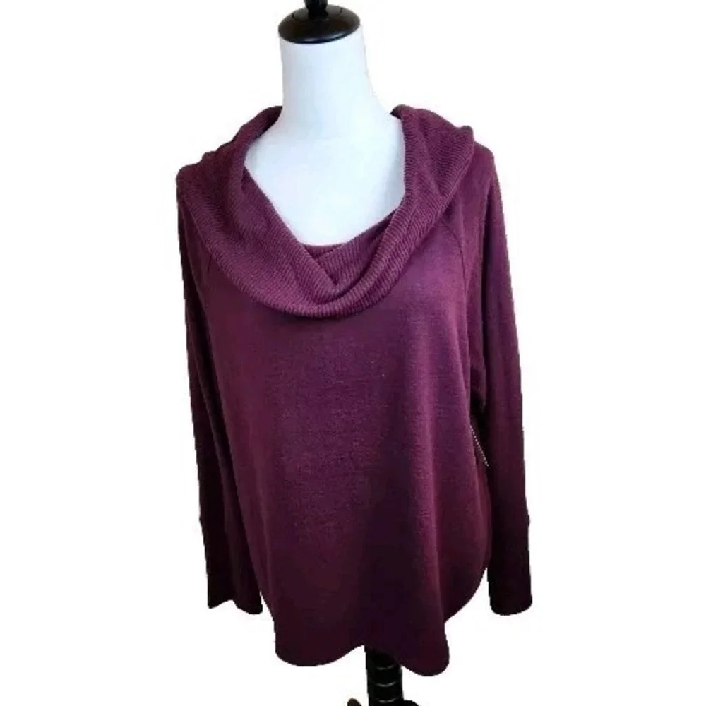 Rafaella Womens XLP‎ Petite  Cable Knit Sweater Burgundy Casual Soft Top NEW NWT